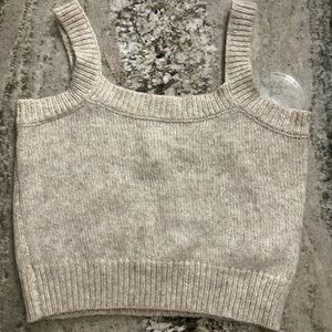 Top Shop Knit Beige Cropped Tank Top